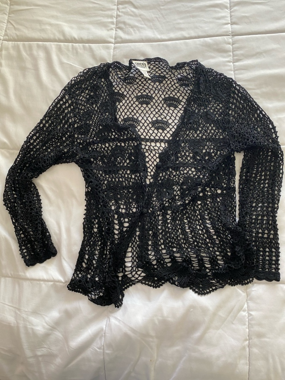 Chico’s DesignBlack Crochet Open-Front Women's Sweater